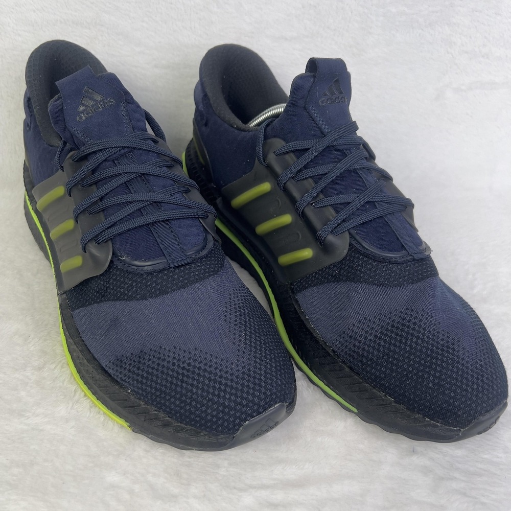 Adidas Boost Shoes Mens Size 10 Blue Black Neon Green Mesh Running Sneakers
